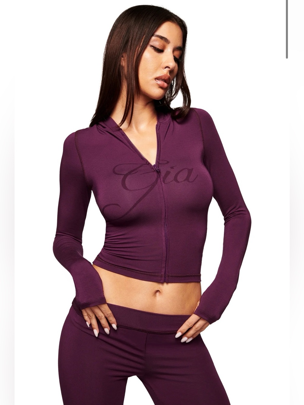 I AM GIA Blare Zip Lightweight Hoodie in Plum Size Small NWT